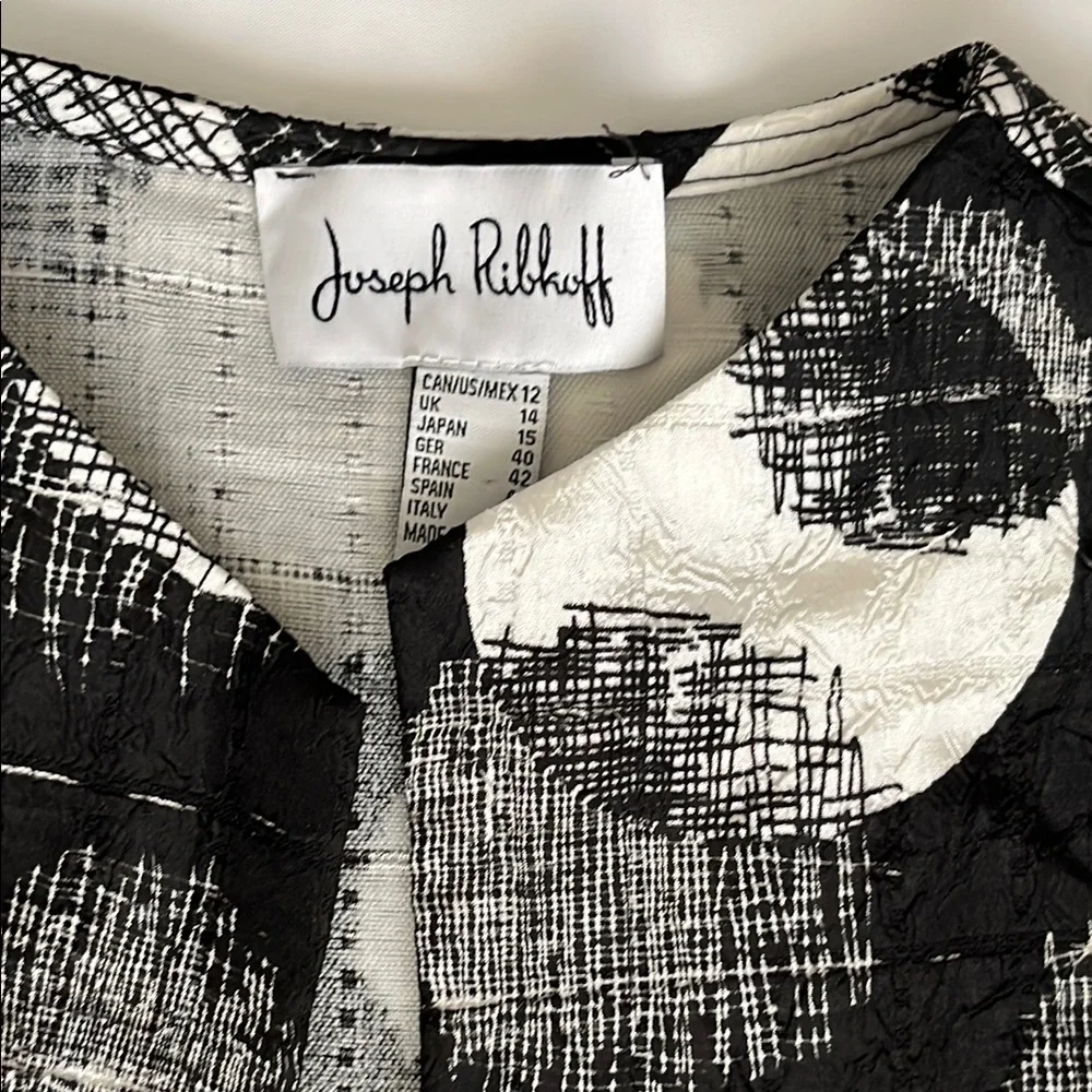 Chic Black and White Joseph Ribkoff Women’s Patterned Jacket Size 12 - Picture 2 of 8